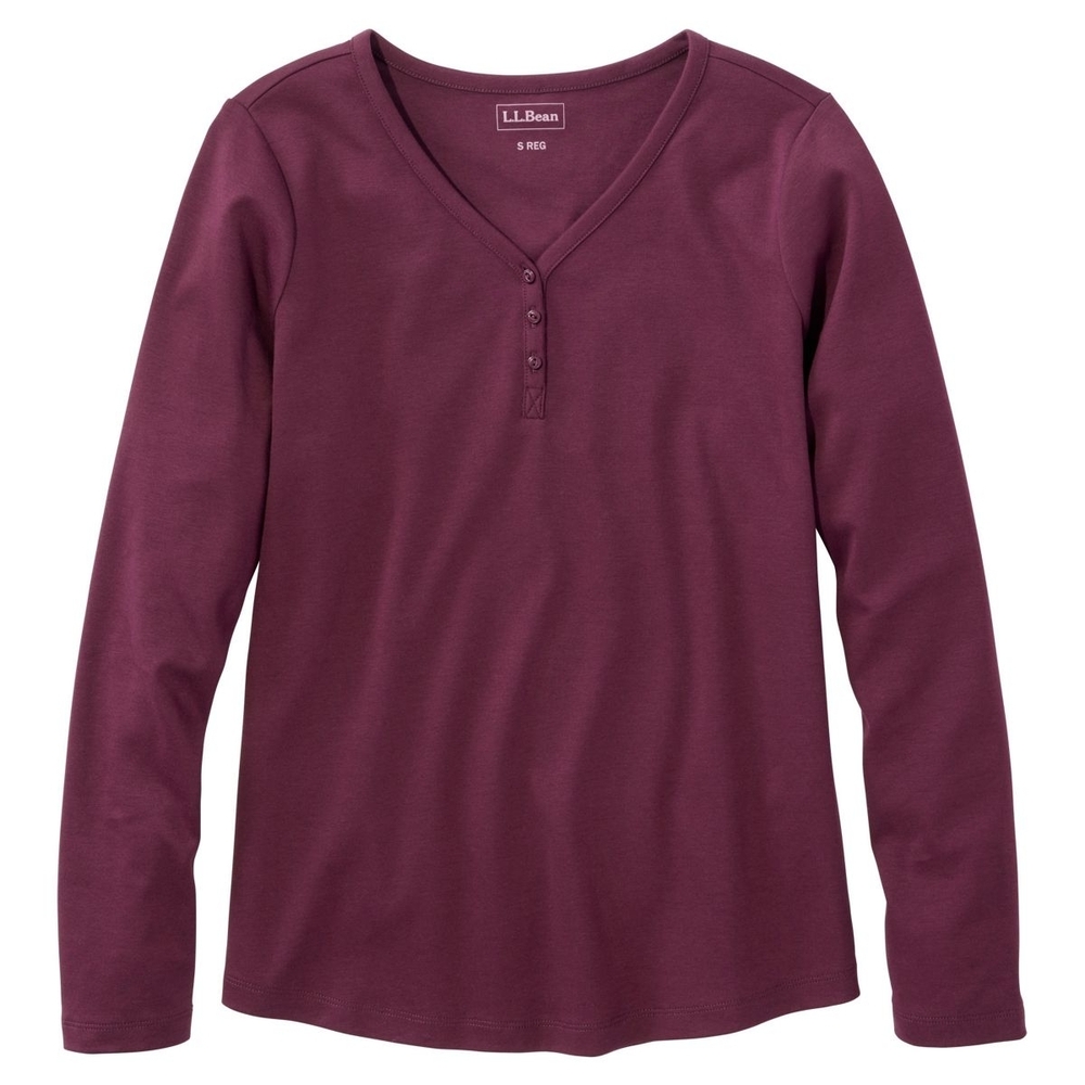 NWT L.L. Bean Burgundy V-Neck Long Sleeve Shirt